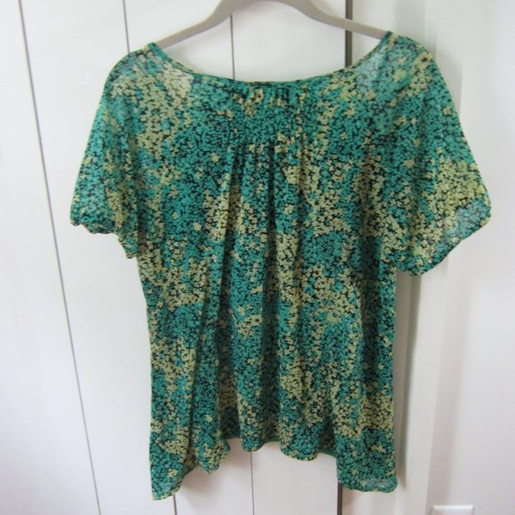 DKNY Jeans Green and Yellow Blouse - Picture 2 of 4